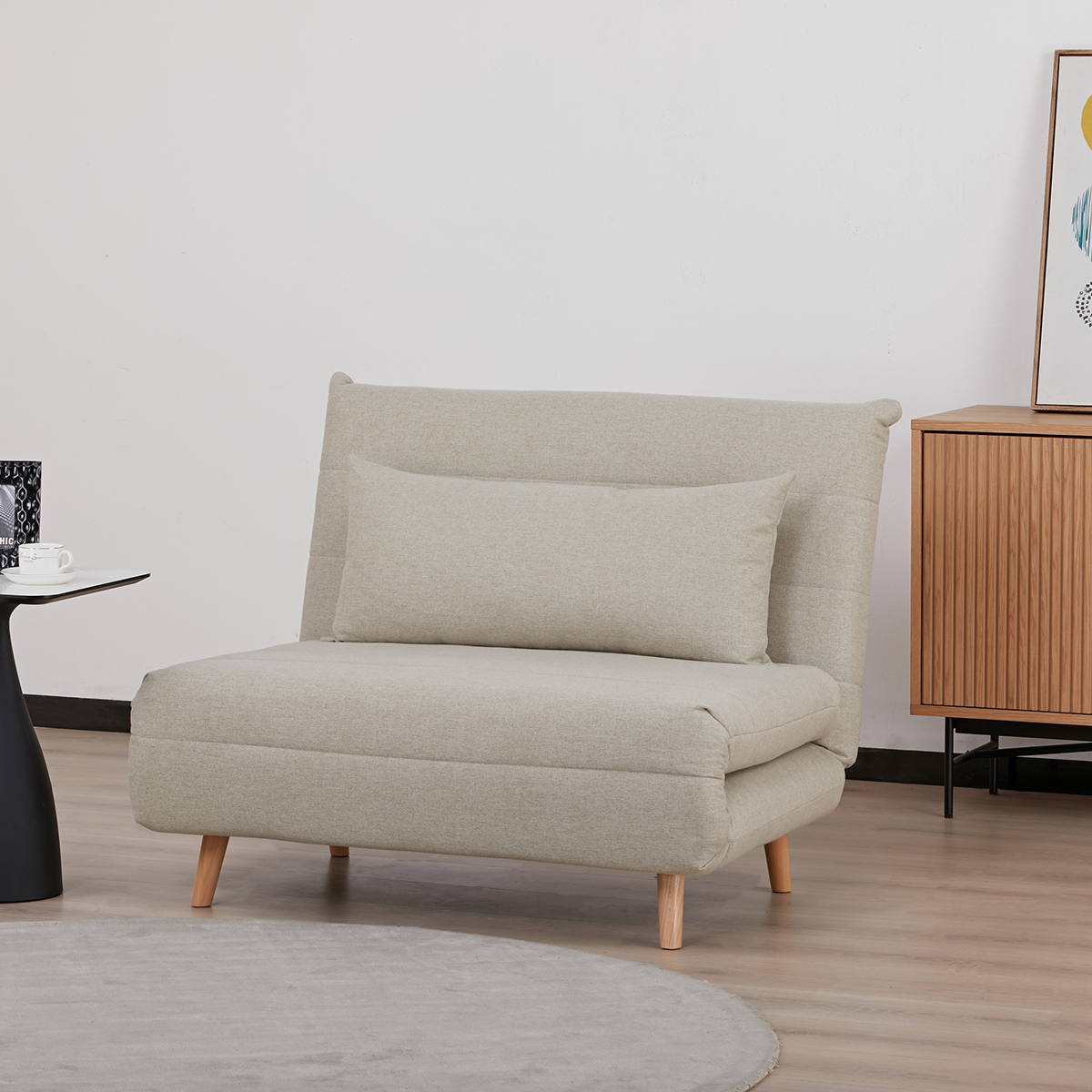 ARMCHAIR-BED 'HAPINESS' ΙΝ LINEN BEIGE COLOUR