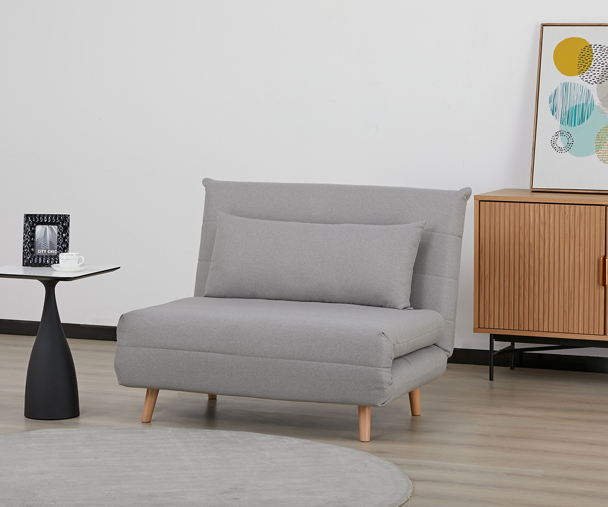 ARMCHAIR-BED 'HAPINESS' ΙΝ LINEN BEIGE-GREY COLOUR